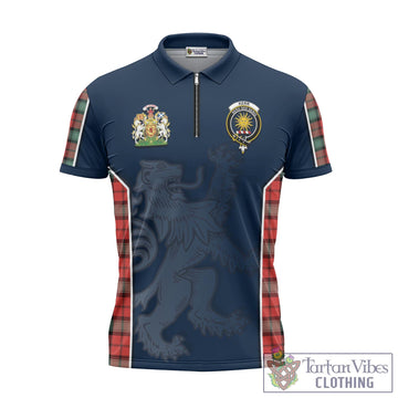 Kerr Ancient Tartan Zipper Polo Shirt with Family Crest and Lion Rampant Vibes Sport Style