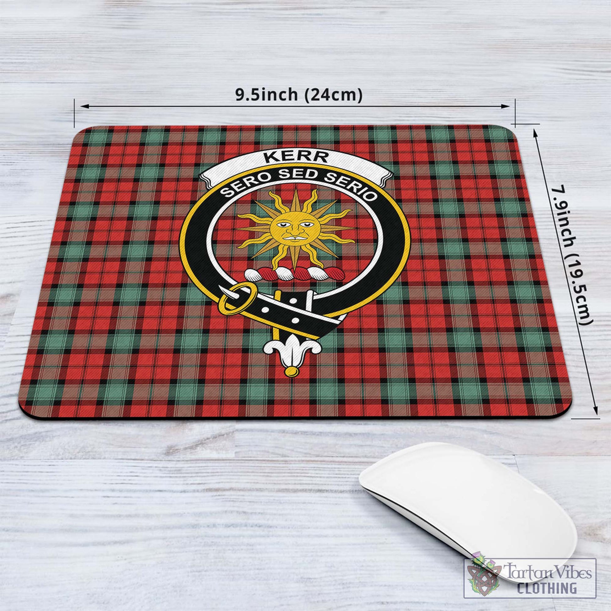 Tartan Vibes Clothing Kerr Ancient Tartan Mouse Pad with Family Crest
