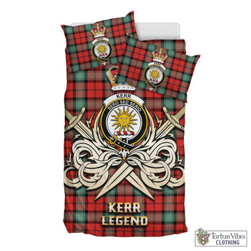 Kerr Ancient Tartan Bedding Set with Clan Crest and the Golden Sword of Courageous Legacy