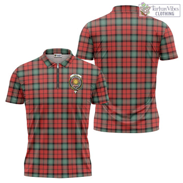 Kerr Ancient Tartan Zipper Polo Shirt with Family Crest