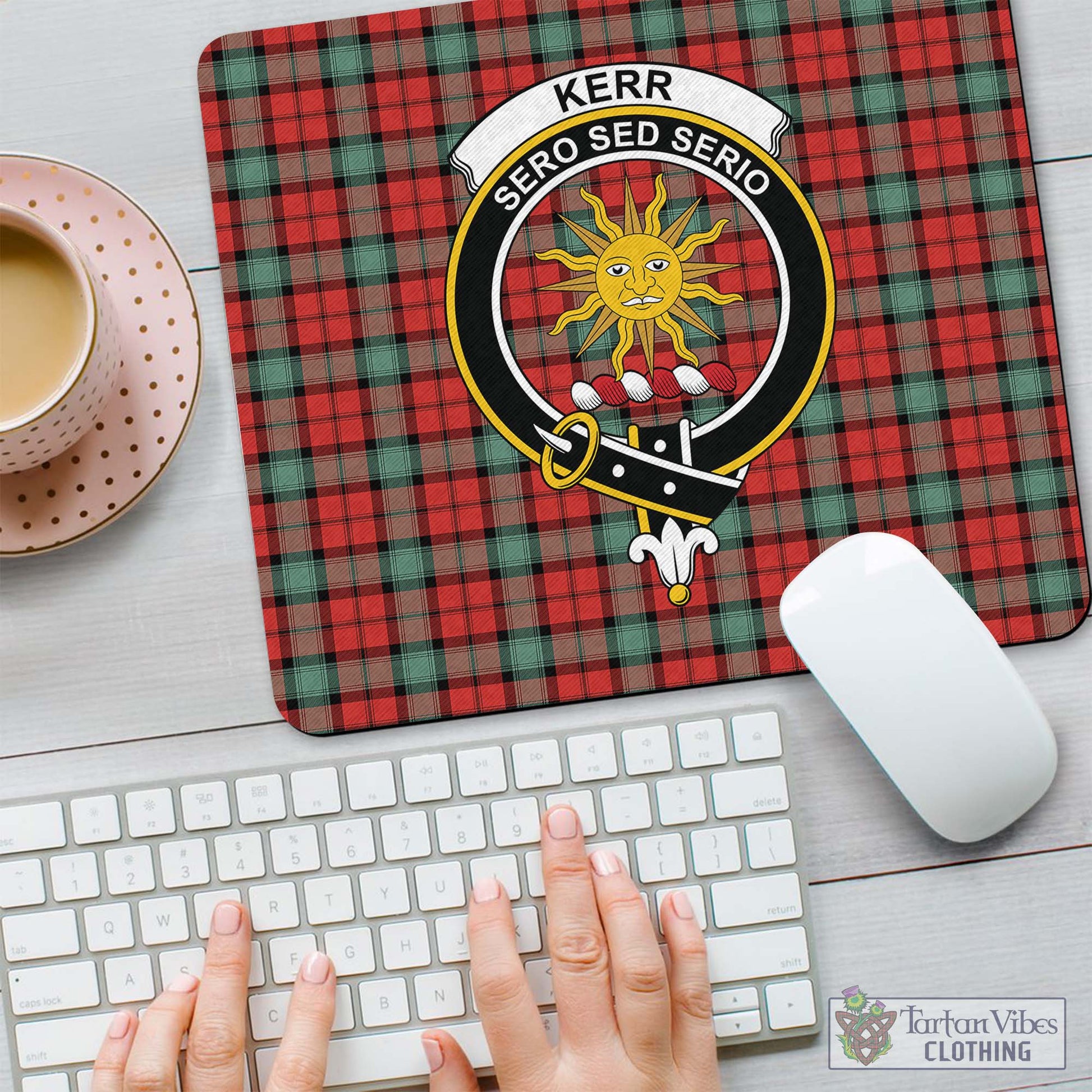 Tartan Vibes Clothing Kerr Ancient Tartan Mouse Pad with Family Crest
