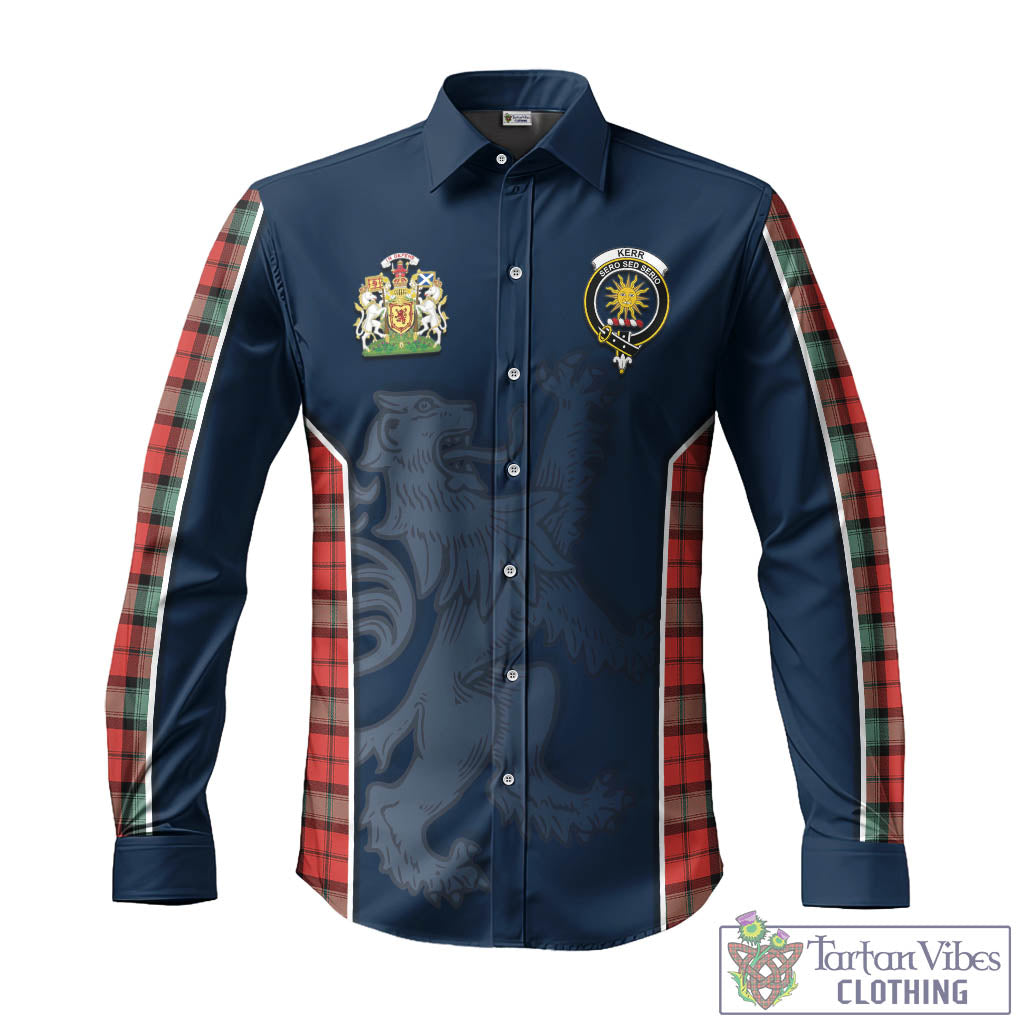 Tartan Vibes Clothing Kerr Ancient Tartan Long Sleeve Button Up Shirt with Family Crest and Lion Rampant Vibes Sport Style
