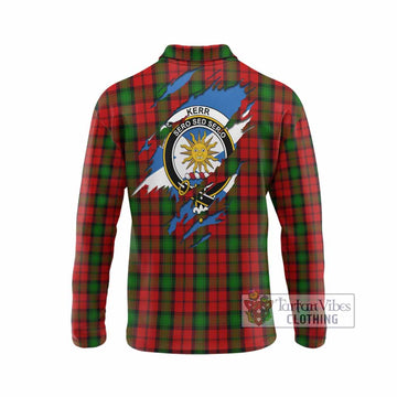 Kerr Clan Crest In Me Tartan Long Sleeve Polo Shirt Scotland Flag Style