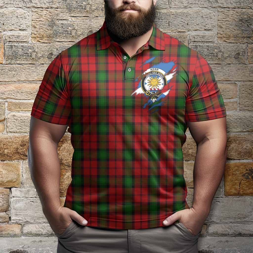 Kerr Clan Crest In Me Tartan Polo Shirt Scotland Flag Style