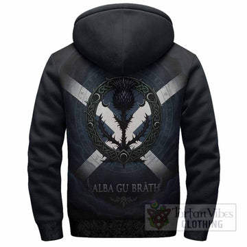 Kerr Clan Crest Sherpa Hoodie with Celtic Knot Thistle and Saltire