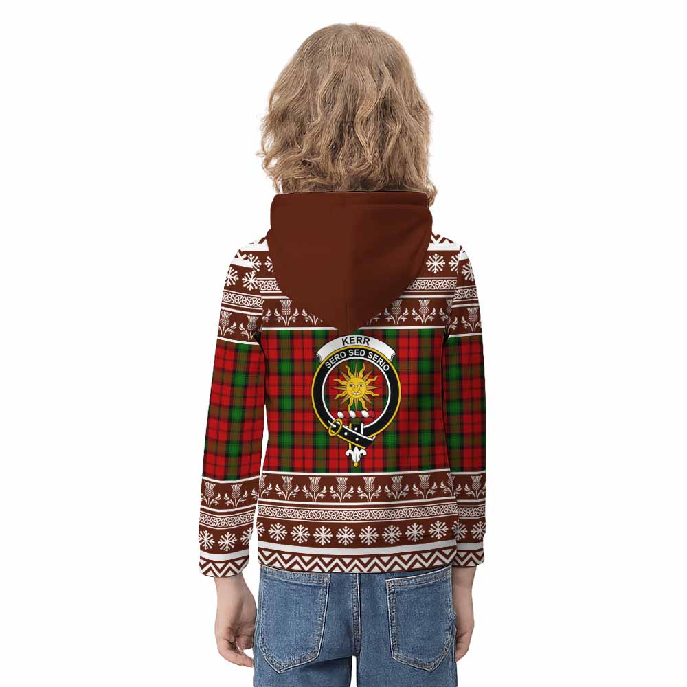 Kerr Clan Tartan Christmas Kid Hoodie with Family Crest - Tartan Vibes Clothing