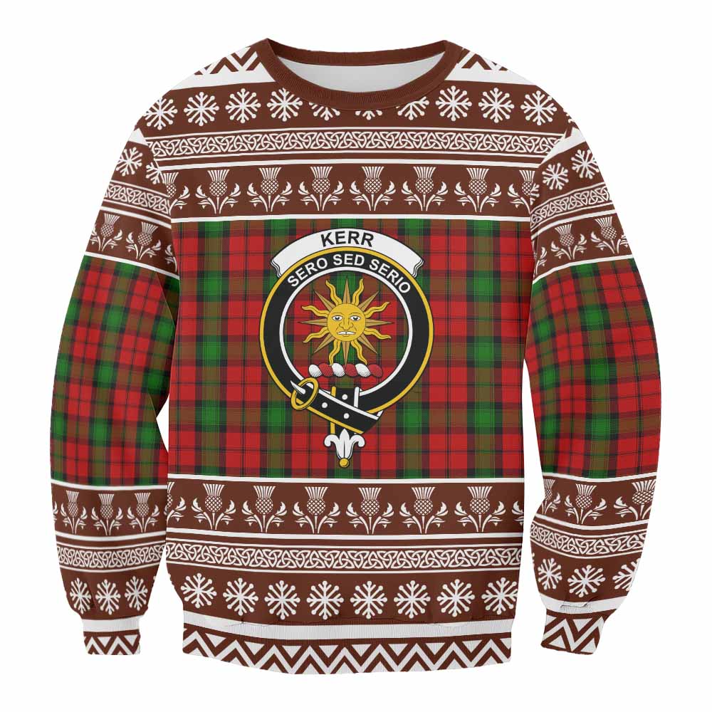 Kerr Clan Tartan Christmas Sweatshirt with Family Crest - Tartan Vibes Clothing