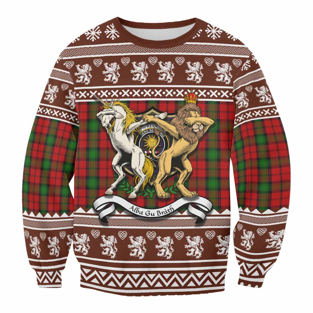 Kerr Clan Tartan Crest Christmas Sweatshirt Coat of Arms Funny Style - Tartan Vibes Clothing