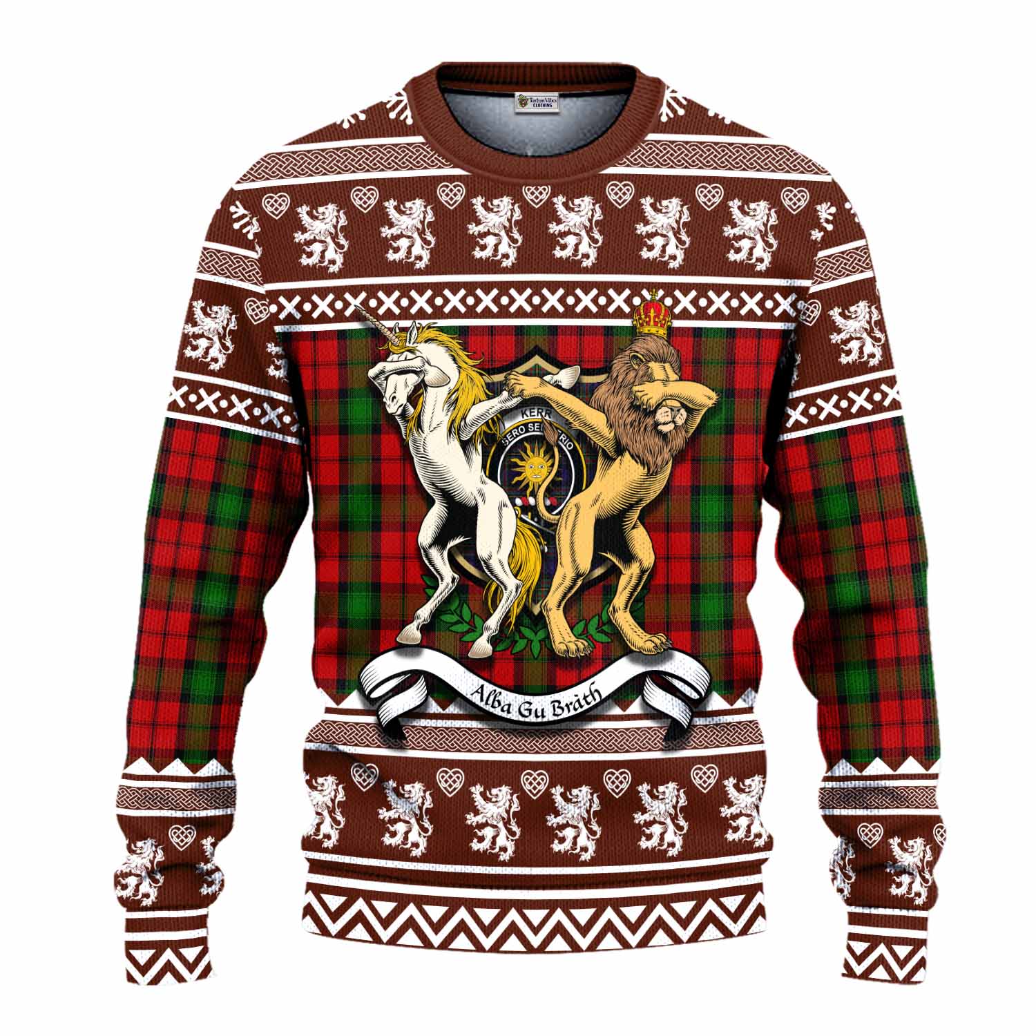 Kerr Clan Tartan Crest Christmas Ugly Sweater Coat of Arms Funny Style - Tartan Vibes Clothing