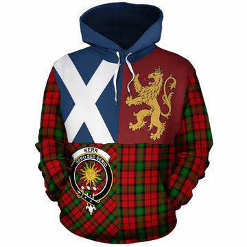 Kerr Crest Tartan Cotton Hoodie with Lion Rampant Saltire Style