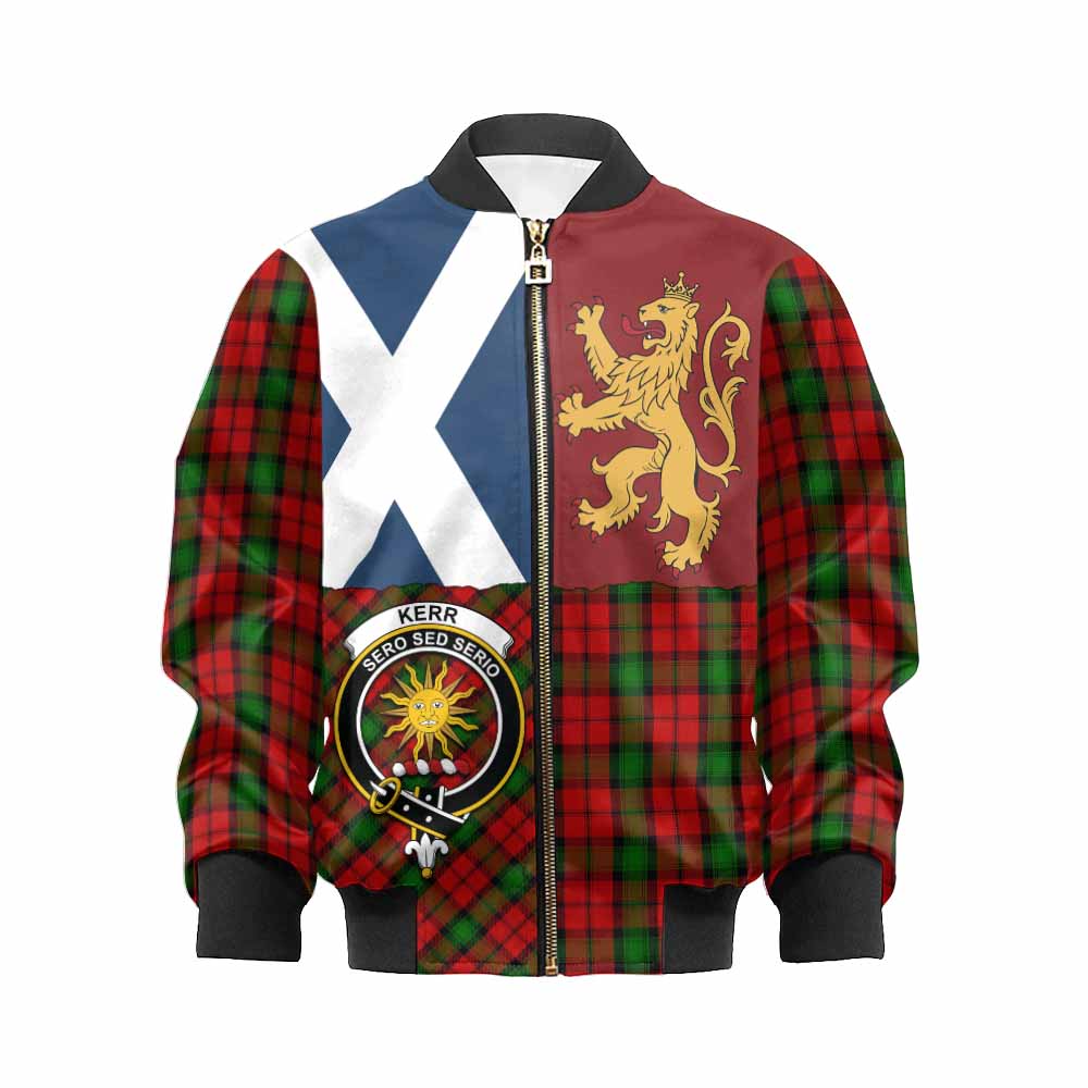 Kerr Crest Tartan Kid Bomber Jacket with Lion Rampant Saltire Style - Tartan Vibes Clothing