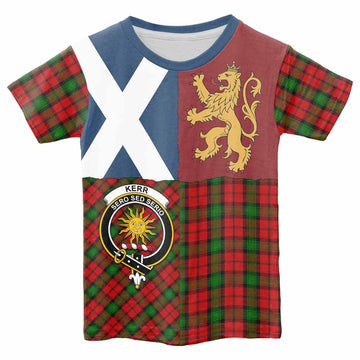 Kerr Crest Tartan Kid T-shirt with Lion Rampant Saltire Style