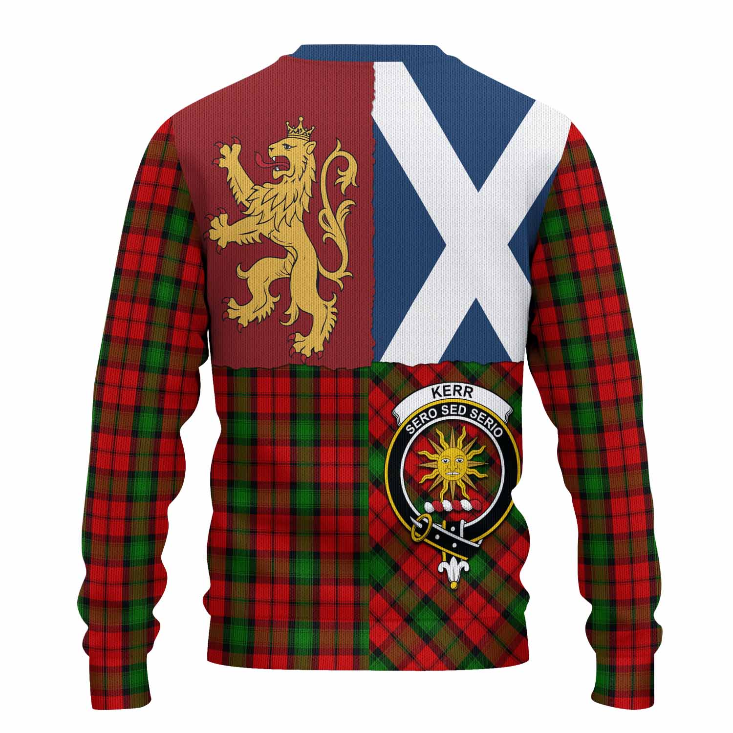 Kerr Crest Tartan Knitted Sweater with Lion Rampant Saltire Style