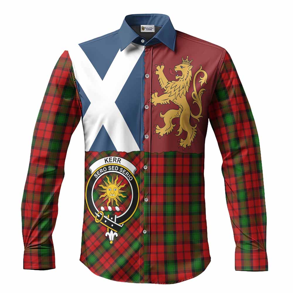 Kerr Crest Tartan Long Sleeve Button Shirts with Lion Rampant Saltire Style