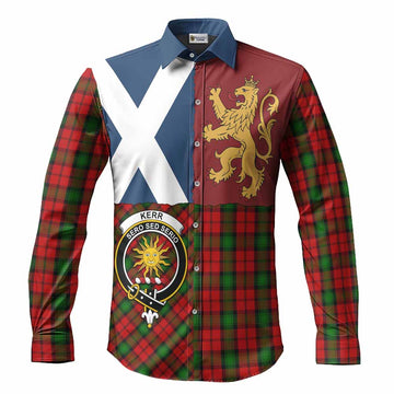 Kerr Crest Tartan Long Sleeve Button Shirts with Lion Rampant Saltire Style