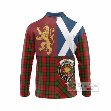 Kerr Crest Tartan Long Sleeve Polo Shirt with Lion Rampant Saltire Style