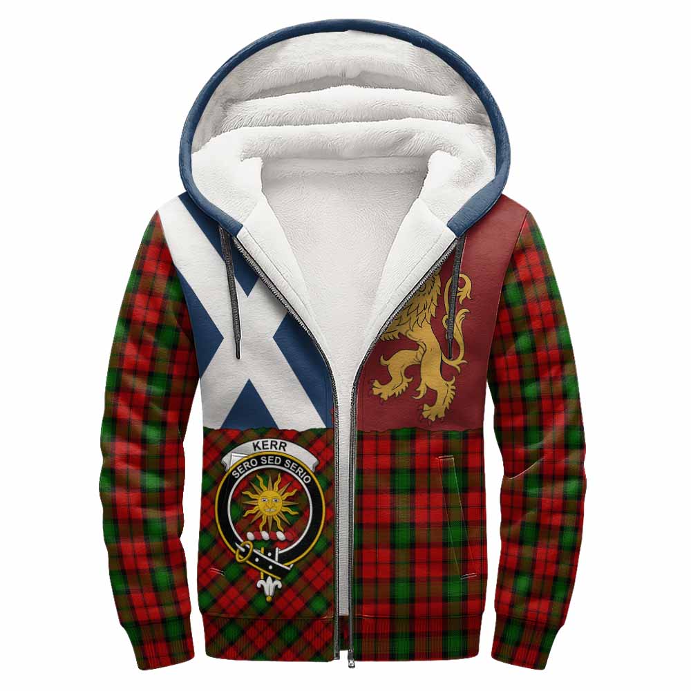 Kerr Crest Tartan Sherpa Hoodie with Lion Rampant Saltire Style