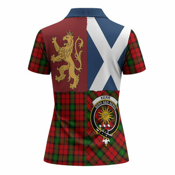 Kerr Crest Tartan Women Polo Shirt with Lion Rampant Saltire Style