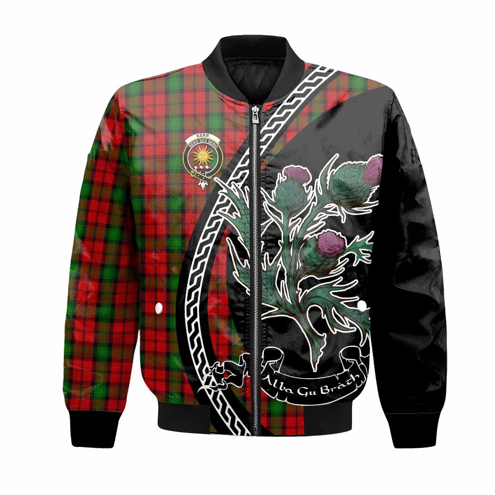 Kerr Family Crest Tartan Bomber Jacket Alba Thistle Inspired - Tartan Vibes Clothing
