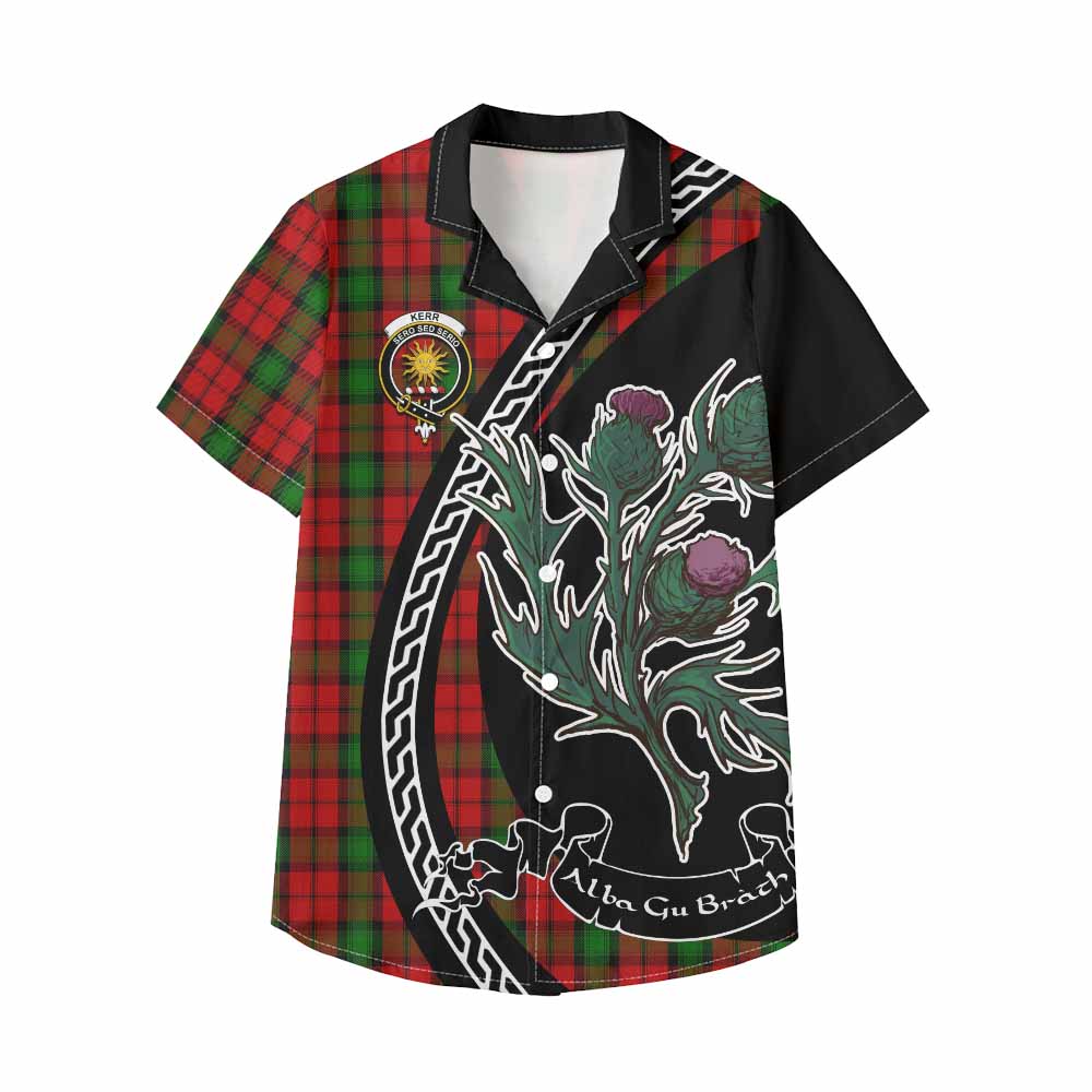 Kerr Family Crest Tartan Kid Hawaiian Shirt Alba Thistle Inspired - Tartan Vibes Clothing