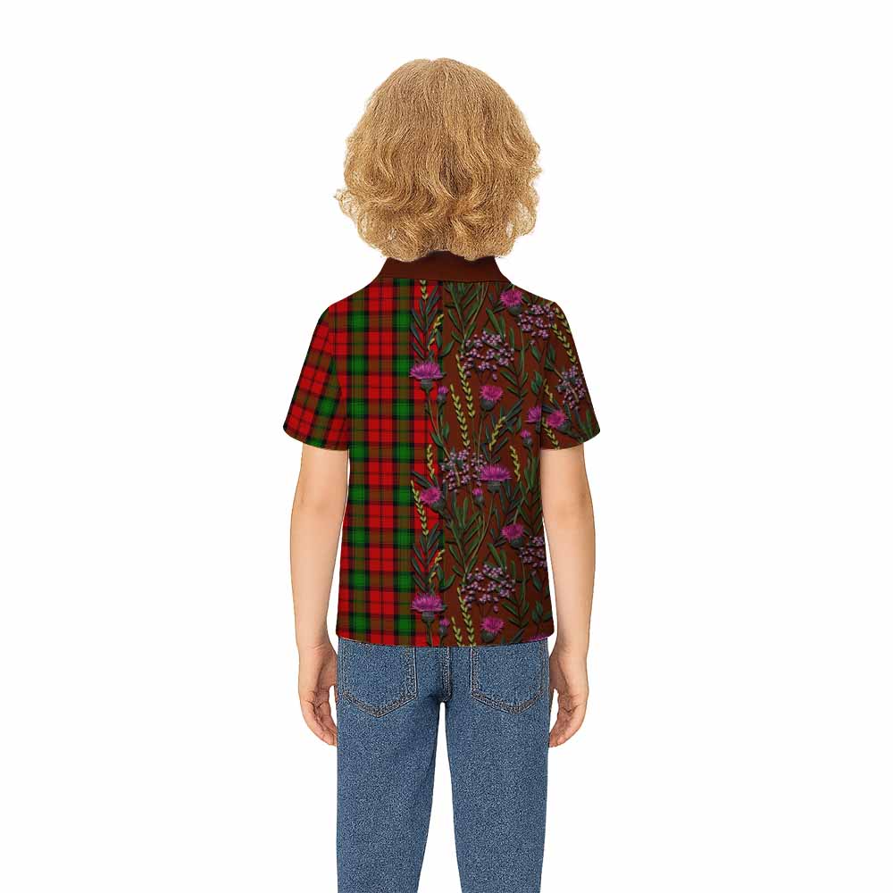Kerr Family Crest Tartan Kid Polo Shirt Scottish Thistle Flower Pattern Half Style - Tartan Vibes Clothing