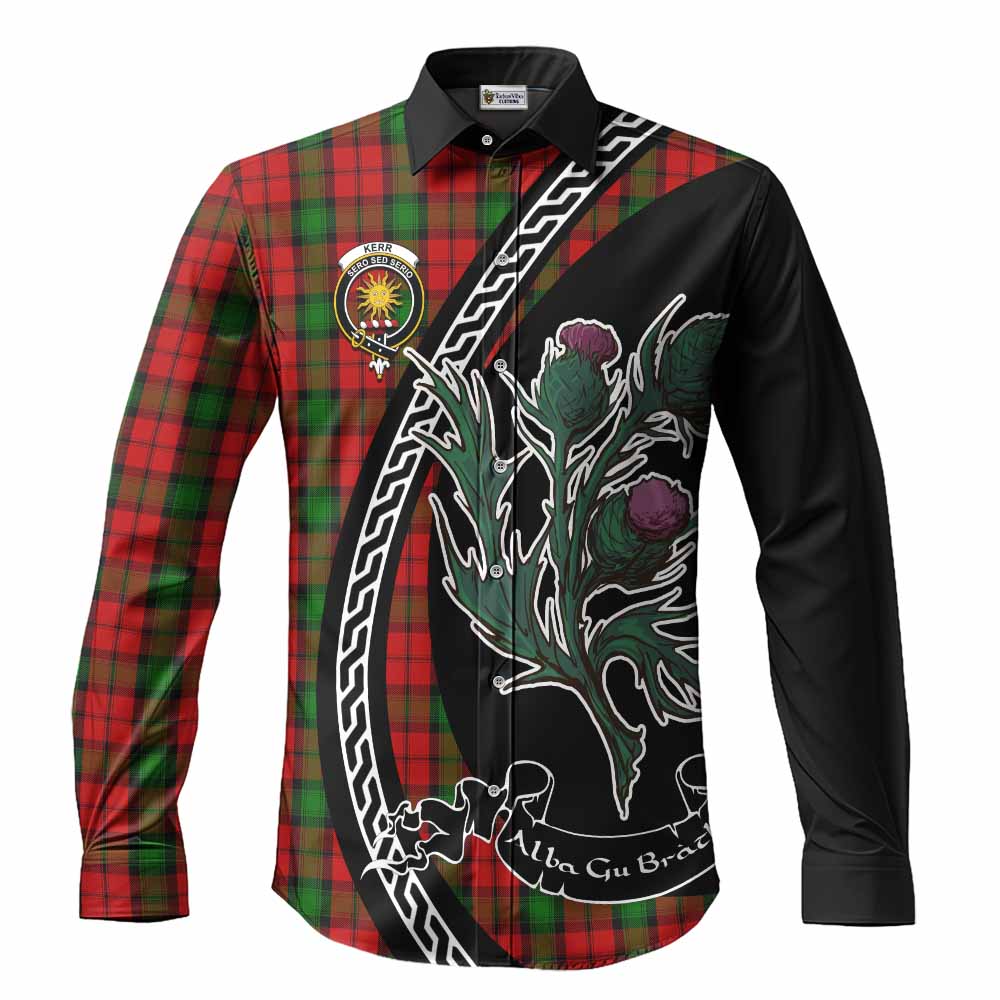 Kerr Family Crest Tartan Long Sleeve Button Shirts Alba Thistle Inspired - Tartan Vibes Clothing