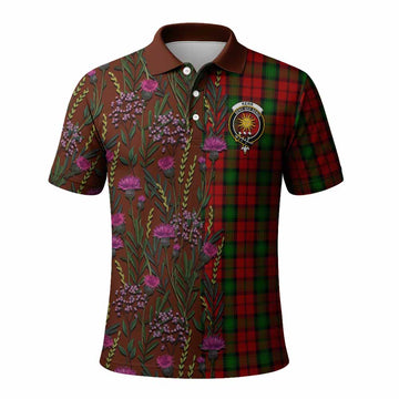 Kerr Family Crest Tartan Polo Shirt Scottish Thistle Flower Pattern Half Style