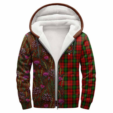 Kerr Family Crest Tartan Sherpa Hoodie Scottish Thistle Flower Pattern Half Style