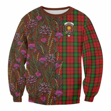 Kerr Family Crest Tartan Sweatshirt Scottish Thistle Flower Pattern Half Style