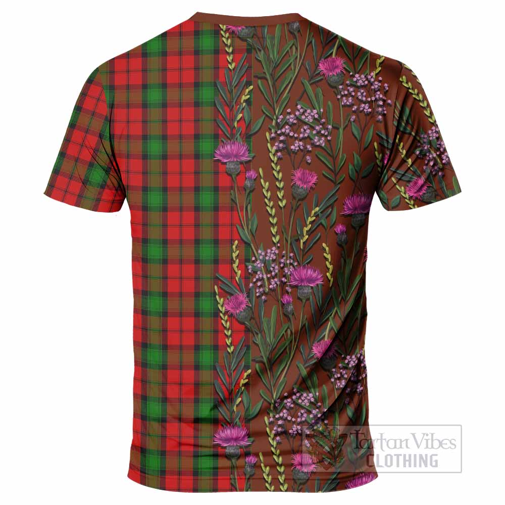 Kerr Family Crest Tartan T-Shirt Scottish Thistle Flower Pattern Half Style - Tartan Vibes Clothing