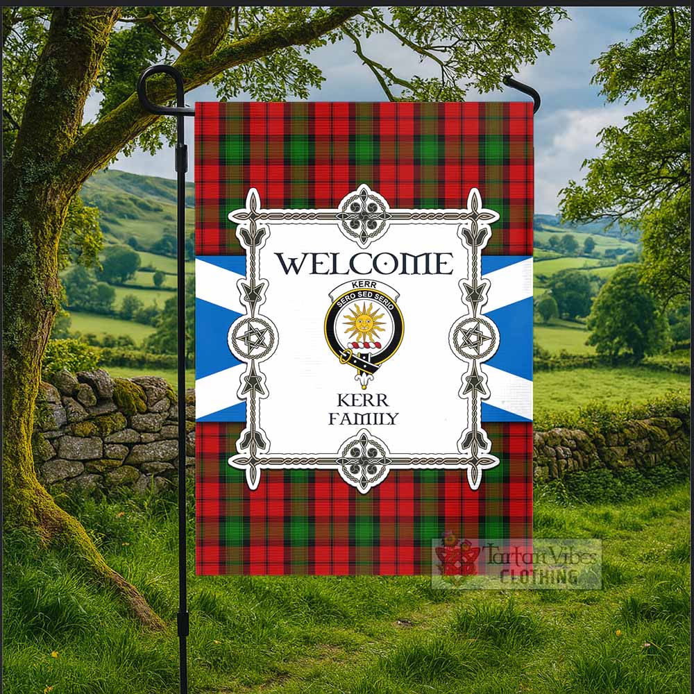 Kerr Family Crest Tartan Welcome Garden Flag Saltire Harmony Style - Tartan Vibes Clothing