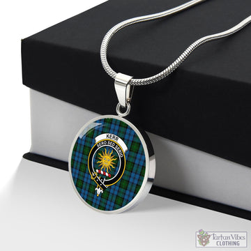 Kerr Hunting Tartan Circle Necklace with Family Crest