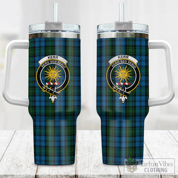 Kerr Hunting Tartan and Family Crest Tumbler with Handle