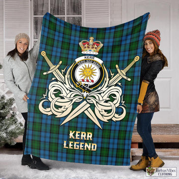 Kerr Hunting Tartan Blanket with Clan Crest and the Golden Sword of Courageous Legacy