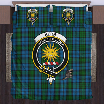 Kerr Hunting Tartan Bedding Set with Family Crest