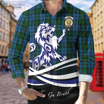 Kerr Hunting Tartan Long Sleeve Button Up Shirt with Alba Gu Brath Regal Lion Emblem