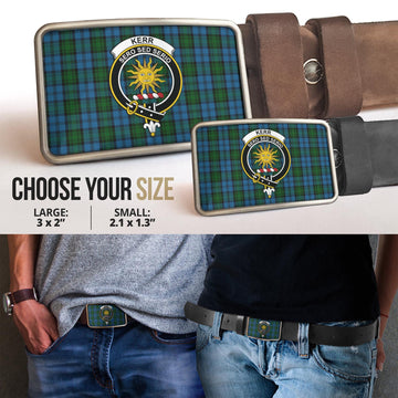 Kerr Hunting Tartan Belt Buckles with Family Crest