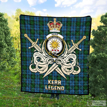 Kerr Hunting Tartan Quilt with Clan Crest and the Golden Sword of Courageous Legacy