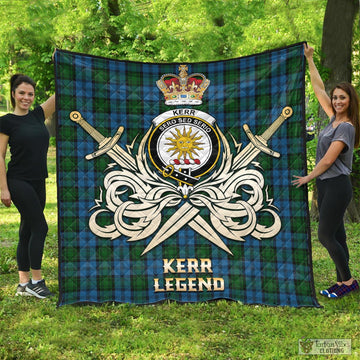 Kerr Hunting Tartan Quilt with Clan Crest and the Golden Sword of Courageous Legacy
