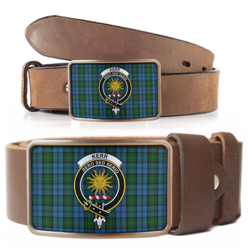 Kerr Hunting Tartan Belt Buckles with Family Crest