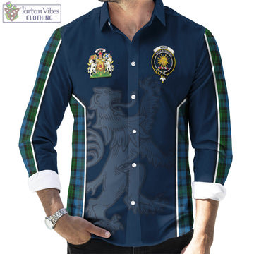 Kerr Hunting Tartan Long Sleeve Button Up Shirt with Family Crest and Lion Rampant Vibes Sport Style