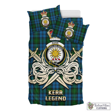 Kerr Hunting Tartan Bedding Set with Clan Crest and the Golden Sword of Courageous Legacy