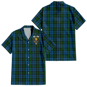 Kerr Hunting Tartan Short Sleeve Button Down Shirt with Family Crest