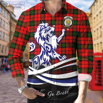 Kerr Modern Tartan Long Sleeve Button Up Shirt with Alba Gu Brath Regal Lion Emblem