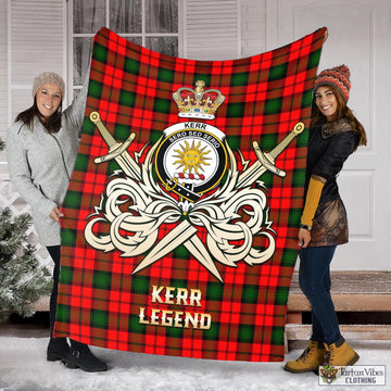 Kerr Modern Tartan Blanket with Clan Crest and the Golden Sword of Courageous Legacy
