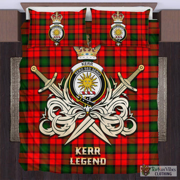 Kerr Modern Tartan Bedding Set with Clan Crest and the Golden Sword of Courageous Legacy