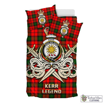 Kerr Modern Tartan Bedding Set with Clan Crest and the Golden Sword of Courageous Legacy