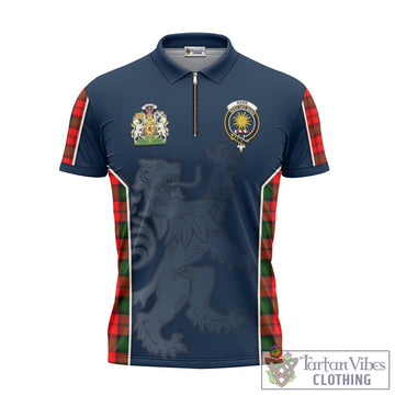Kerr Modern Tartan Zipper Polo Shirt with Family Crest and Lion Rampant Vibes Sport Style