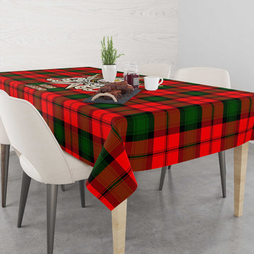 Kerr Modern Tartan Tablecloth with Clan Crest and the Golden Sword of Courageous Legacy