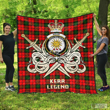Kerr Modern Tartan Quilt with Clan Crest and the Golden Sword of Courageous Legacy